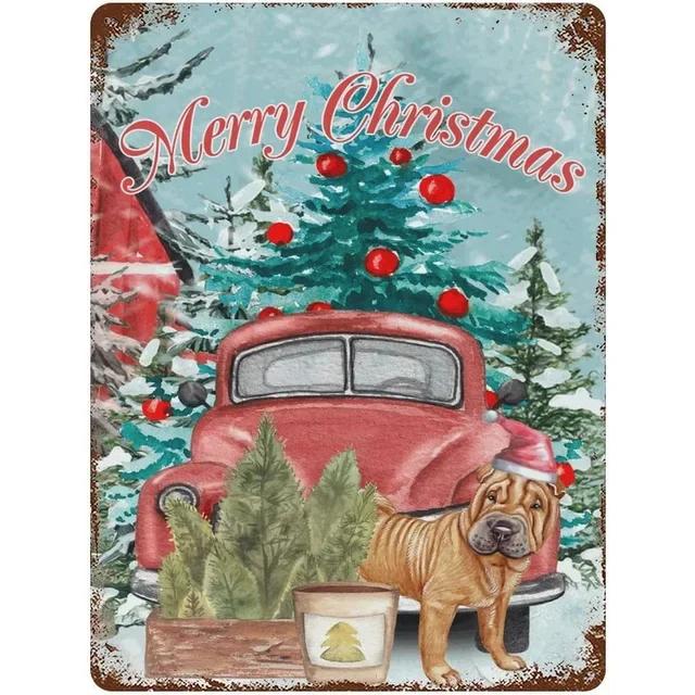 Vintage Merry Christmas Metal Tin Sign Rustic Wall Art Plaque for Home Cafe Garden Bar Club Man Cave Perfect Holiday Decor
