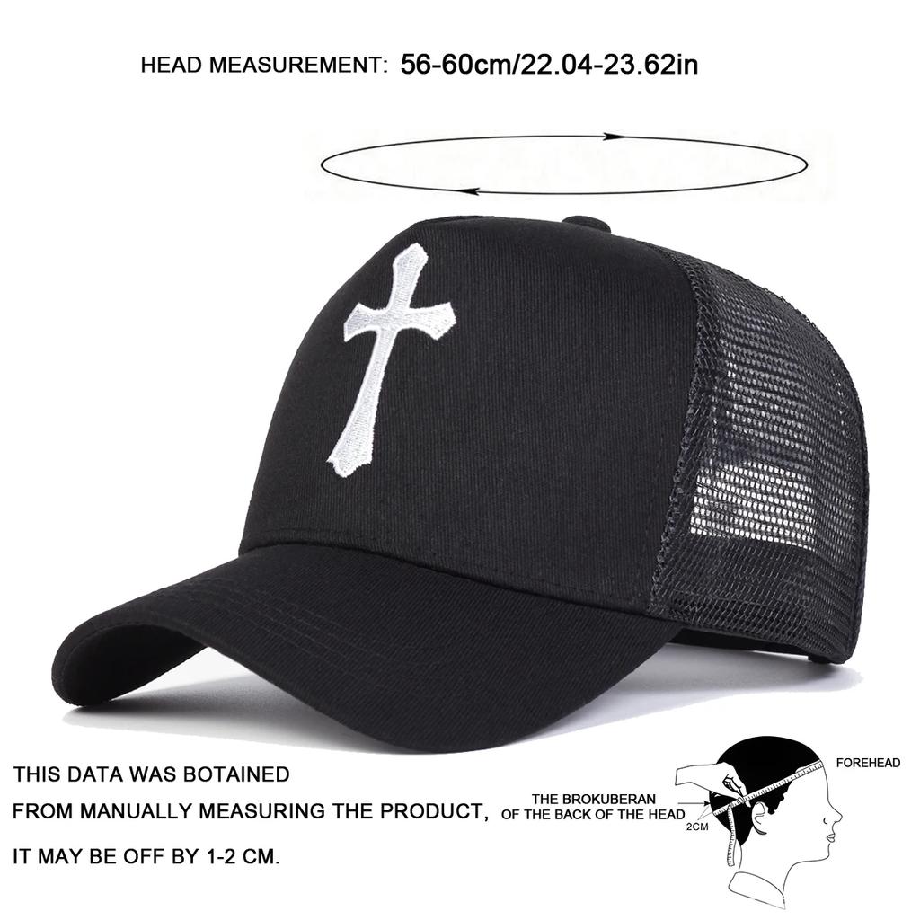 Унисекс бейсболки с сеткой с крестиковой вышивкой, для улицы, регулируемые, весенне-летние, повседневные, солнцезащитные