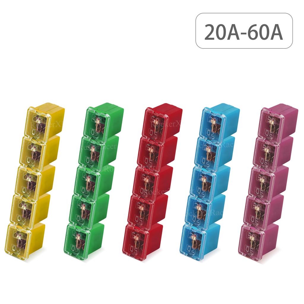 10pcs Jcase Fuse Mini Small Square Type 20A 30A 40A 50A 60A Automotive Car Fuse for 12V 24V 32V Truck SUV Tractor Fuse Holders1