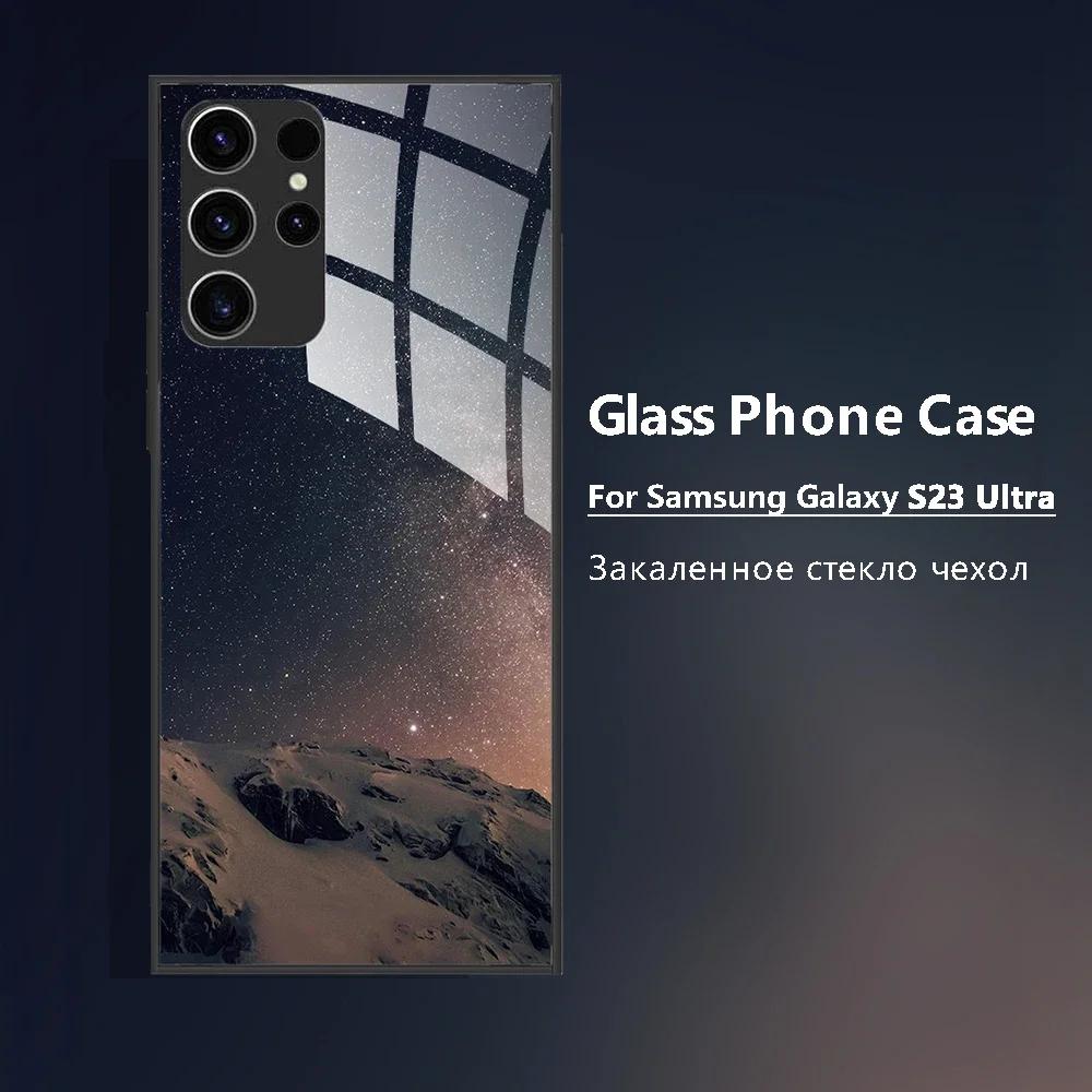 Для Samsung Galaxy S24 Ultra Чехол Жесткая Задняя Крышка из Закаленного Стекла Чехлы для Телефона Для Samsung S24 Plus Galaxy S 24 S24+ Мягкие Fundas