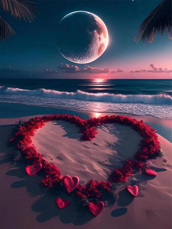 Алмазная живопись Новые поступления Луна Ночь Морской пейзаж Цветок Diy Полный квадратный круглый дрель Горный хрусталь Вышивка Роза Мозаика Наборы для вышивки крестом Настенный декор