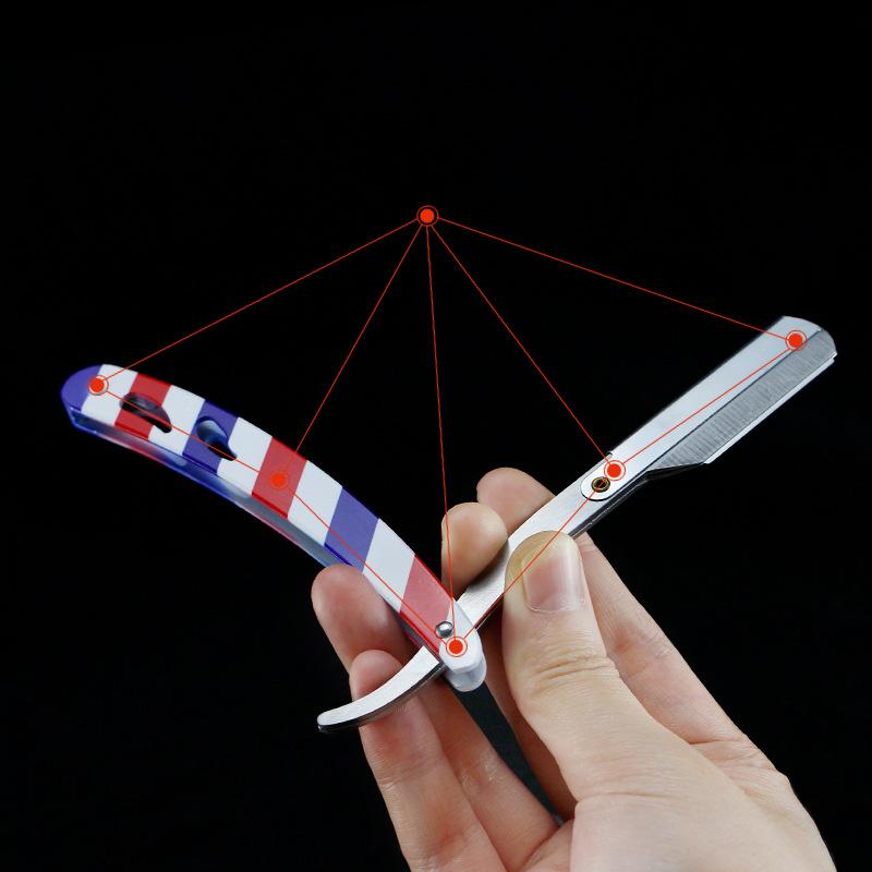 Складной цветной принт в старинном стиле с красными, белыми и синими полосами, мужской бритвенный, парикмахерский и держатель ножей для контурирования лица.