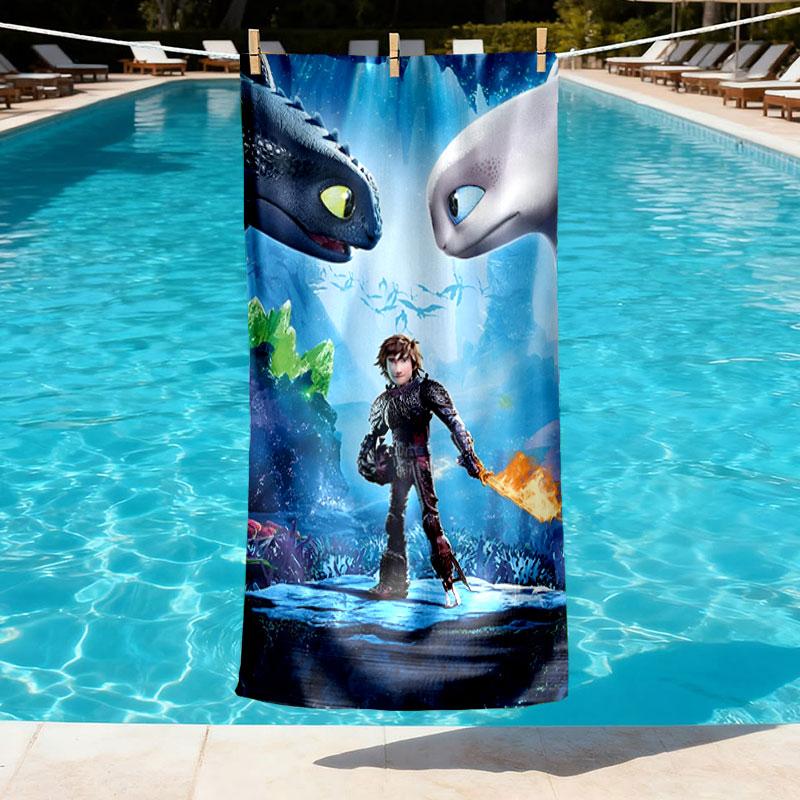 How to Train Your Dragon Print Beach Towel Design, Soft, Lightweight. for Home Bathroom, Spa, Pool, Yoga, Surfing, Camping, Gift for Family, Friend
