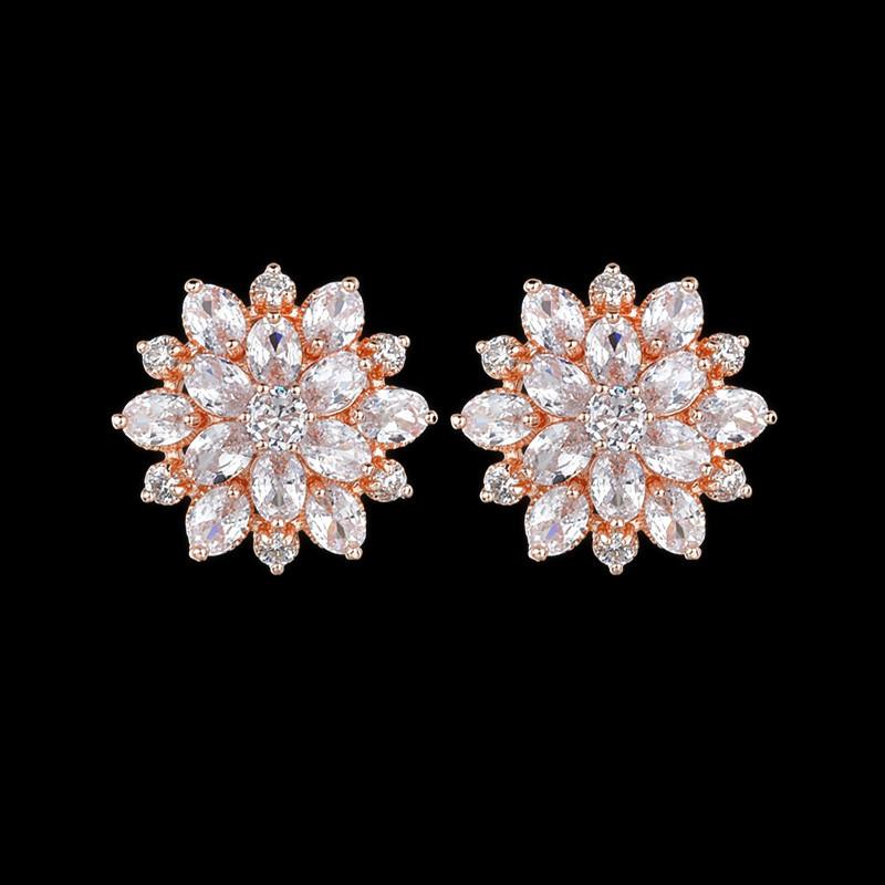Luxury Double Layer Flower Women Stud Earring Red Colors Available Wedding Dancing Party Gift Female Classic Earring