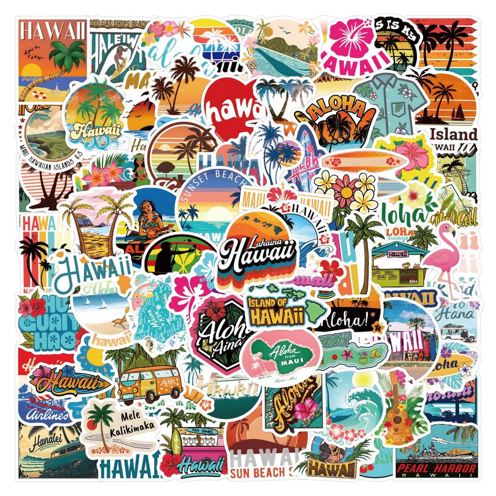 110 New Hawaiian Graffiti Stickers Suitcase Notebook Skateboard Water Cup Stickers