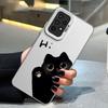 Cute Cartoon Black Cat Phone Case For Samsung S25 S24 S23 S22 S21 S20 Ultra Plus FE For Iphone Note 20 Ultra Case Funda Bumber