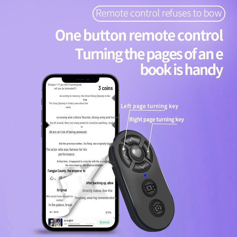 Обновленный Bluetooth-пульт: Лайки видео, Перелистывание страниц, Фотосъемка, Таймер, Перезаряжаемый, Совместимость с мобильными устройствами
