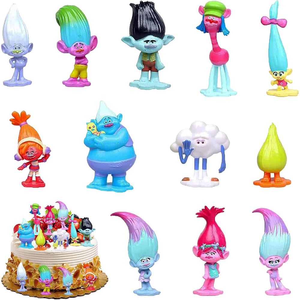 Набор из 12 мини-фигурок троллей, принадлежности для вечеринки для украшения детского дня рождения
