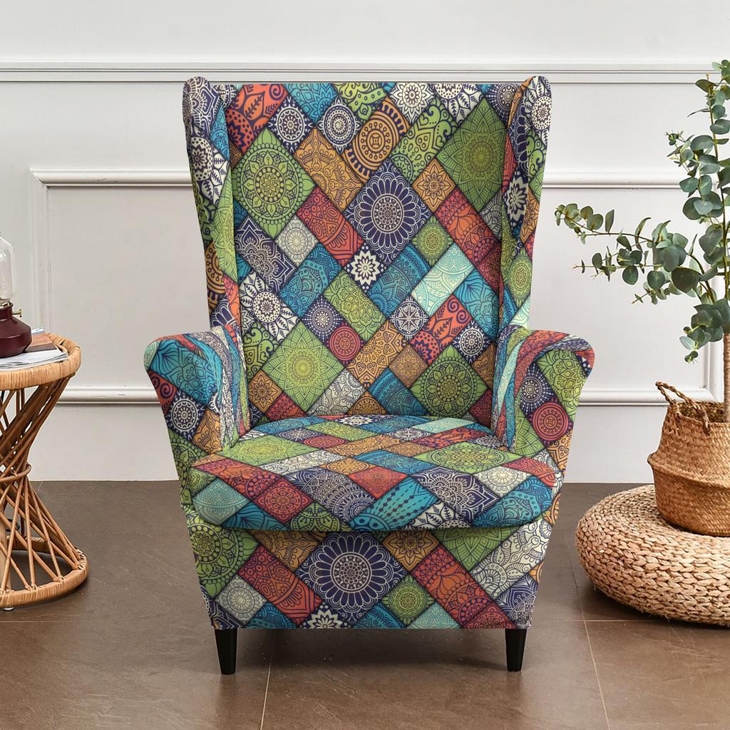 Wingback Chair Slip Covers For STRANDMON Chairs Stretch 2 Piece Wingback Chair Cover Wingback Armchair Covers Living Room