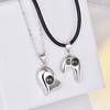 Heart Shaped Splicing Magnetic Projection Couple Necklace for Men and Women, Japanese and Korean Simple Pendant Collarbone Chain