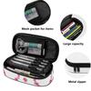 Pencil Case Printed 300D Polyester Zip Around Closure with Mesh Pocket Removable Divider and Pen Slots for School and Study