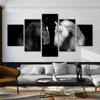 5 панелей, черно-белые постеры и принты с лошадьми, холст с изображением животных, современный домашний декор, настенное искусство для гостиной, БЕЗ РАМКИ