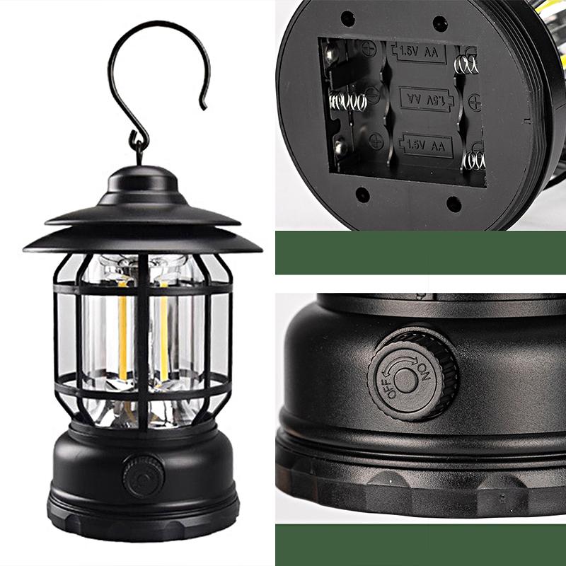 1PC LED Tent Light Outdoor Without Battery Retro Waterproof Portable Camping Lamp Super Bright for Hiking Fishing