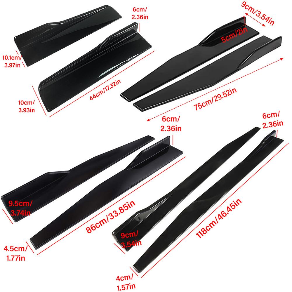 Universal 2PCS Car Side Skirts Lip Kits Glossy Black ABS Blade Style Spoiler Lip Kits for Sedan Coupe Hatchback Exterior Styling