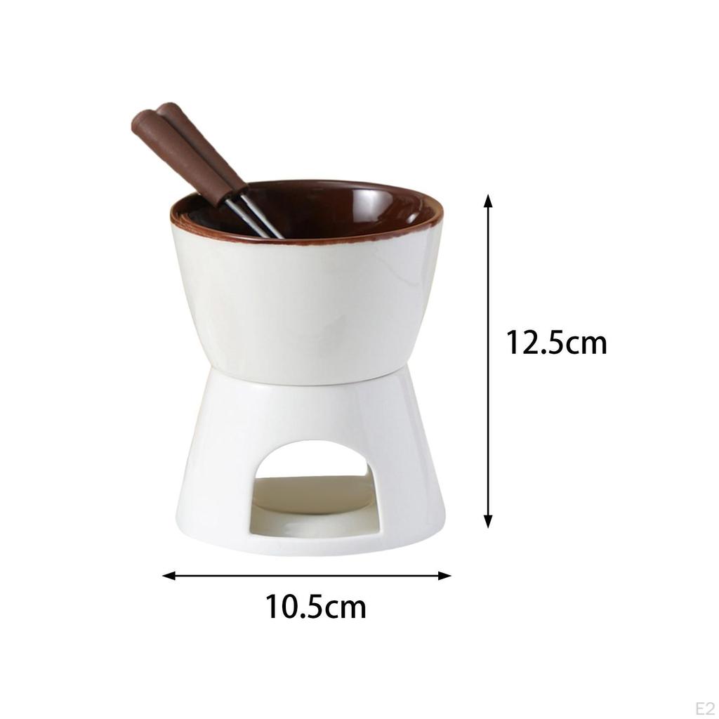 Chocolate Fondue Pot Tea Light Porcelain Melting Cheese Anniversary Melter