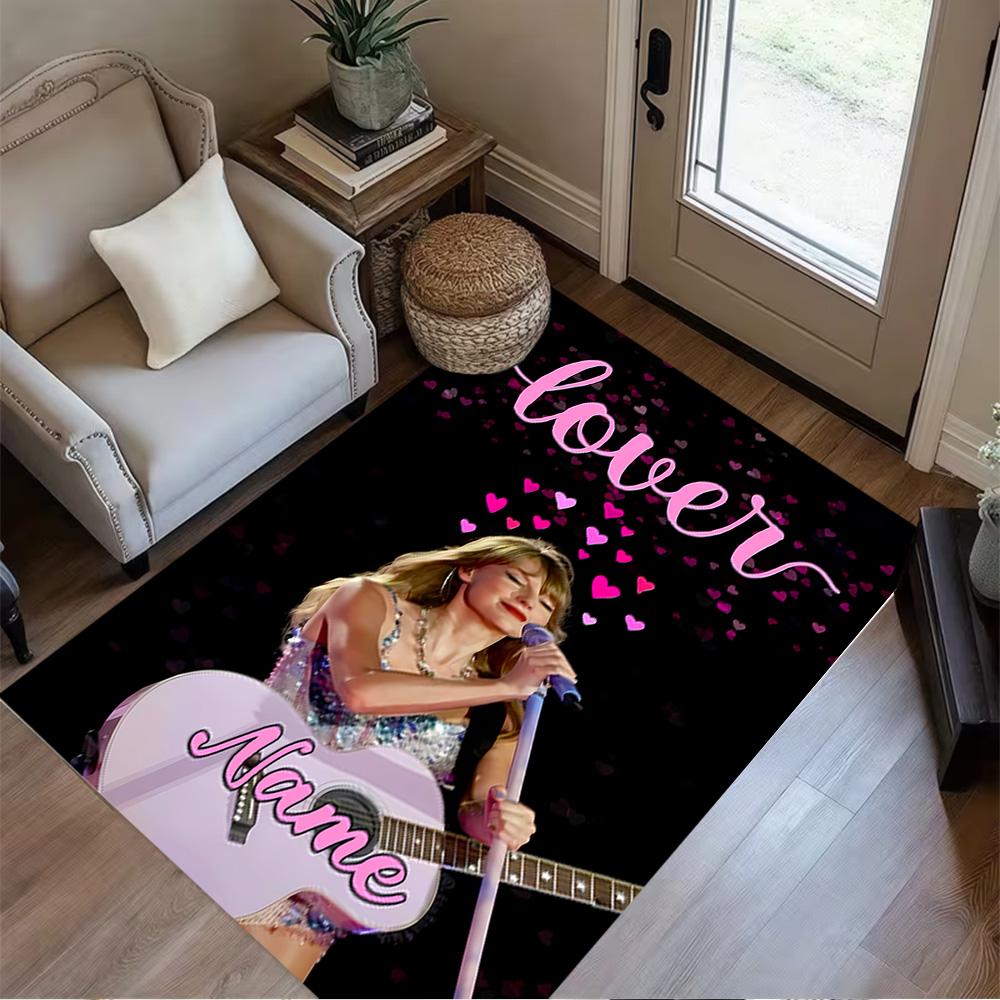 Love Song Performance Customized Name Area Rug Design for Outdoor Balcony Game Room Playrooms Anti-slip Rug Anime Office Decor