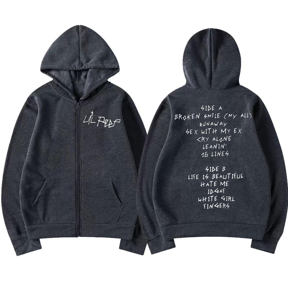 Толстовки на молнии с принтом тура рэпера Lil Peep Мужские Женские Тренд Мода Толстовки на молнии Хип-хоп Винтаж Оверсайз Молния