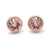 E391 8mm Peach Austrian Crystal Rose Gold Earrings