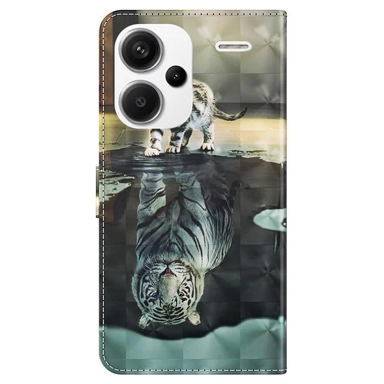 Для Xiaomi Redmi Note 13 Pro+ 5G Чехол Кожаный чехол для телефона с 3D-печатью и ремешком для руки