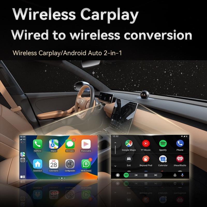 2IN1 Wireless Carplay Adapter Wired To Wireless Carplay Adapter with Car Clock for OEM Car Navigation System Plug & Play