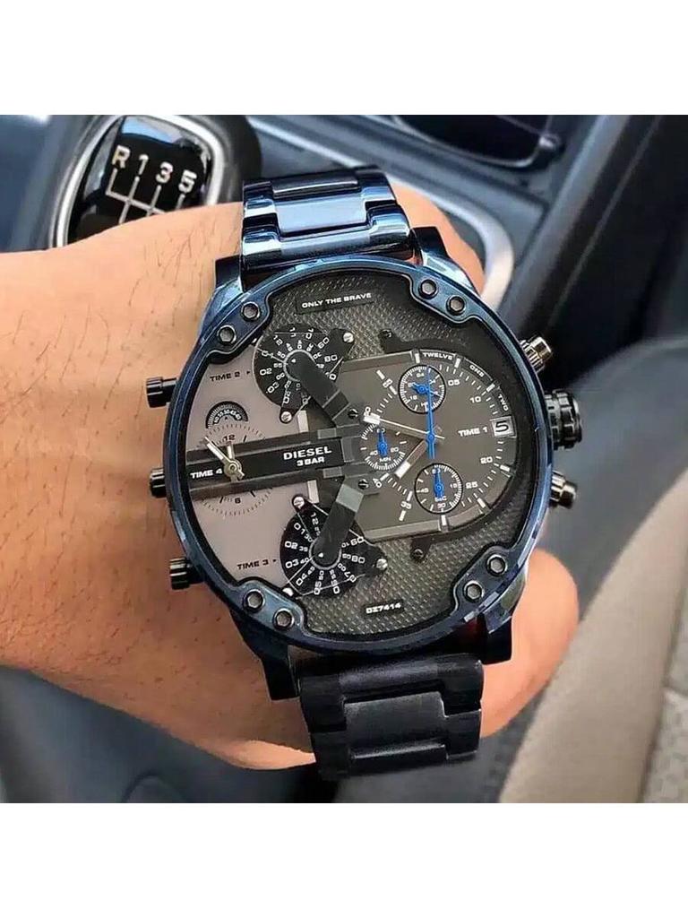 Diesel Мужские часы с четырьмя часовыми поясами 57 мм – Стальной браслет, Готовы для спорта и бизнеса, Заявление от дня к ночи – DZ7414