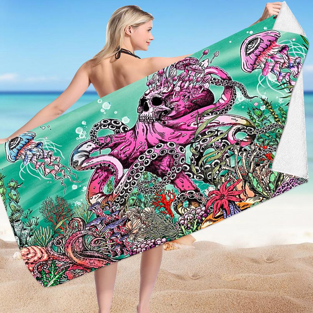 Turtle Beach Towel Microfiber Reversible Velvet Swimming Towel Versatile Square Towel