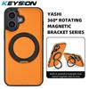 KEYSION Роскошный чехол из искусственной кожи MagSafe для iPhone 16 Plus 15 Plus с вращающимся на 360 ° магнитным кольцом-подставкой, противоударный чехол для телефона