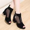 Fashion Designer Open Toe Sandals Women's Wedges Mesh Breathable Ankle Boots 2024 New Spring Summer Ladies Pointed Toe High Heels Shoes