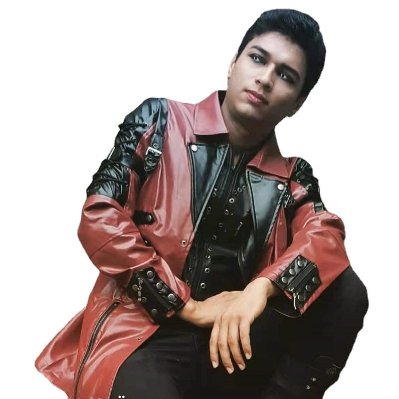 Новый мужской готический плащ в стиле стимпанк, кожаная куртка, байкерская куртка в стиле панк, осенне-зимняя мотоциклетная куртка