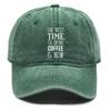Бейсболка-снэпбек с принтом "TIME TO DRINK COFFEE", Тракерская шляпа, Не тянущаяся ткань, Регулируемая пряжка, Унисекс, Модная, Регулируемая бейсболка