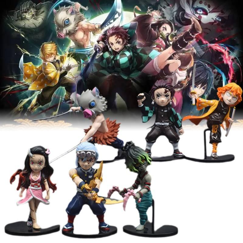 Demon Slayer 6pcs Kamado Nezuko Figurine Anime Model Sculpture Toys Gifts Xmas