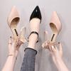 Baotou Sandals Women's New Bow High Heels Women's Shoes Sexy Thin Heels One-button Women's Sandals