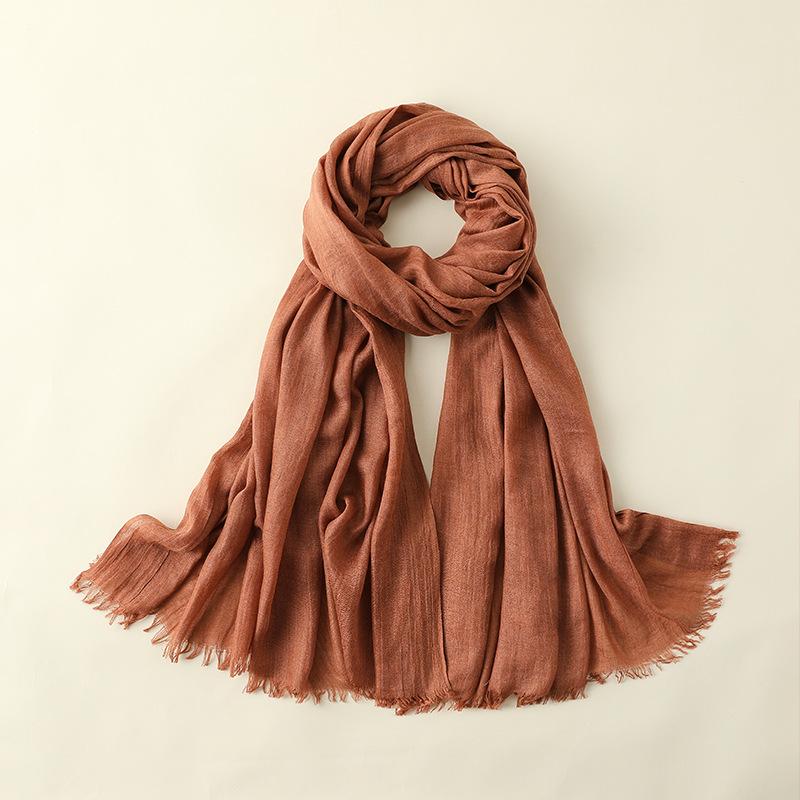 Spring And Summer Silk Scarves Women'S Fashion Sunscreen Sunshade Beach Large Long Scarves Solid Color Cotton And Linen Silk Scarves Scarves