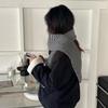 Шикарный корейский стиль черно-белый шерстяной шарф в тонкую полоску: Элегантный осенне-зимний шарф-манишка