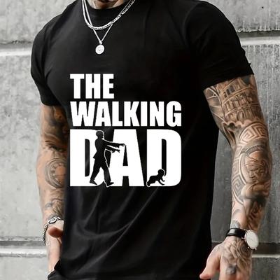 Стильные мужские футболки Футболка с принтом The Walking Dad Хип-хоп блузка Мужская спортивная футболка Мужские топы Харадзюку Футболка с коротким рукавом