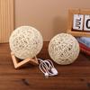1 шт. Настольная лампа из ротангового шара, USB-вилка, регулируемая яркость, ночник, подарок, деревянная подставка, декор для прикроватной тумбочки, ночник для спальни