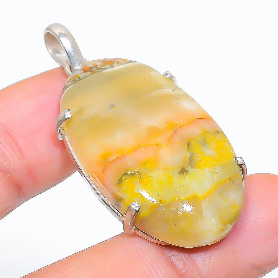 Bumblebee Jasper Gemstone 925 Sterling Silver Jewelry Pendant 1.81" GK-2203