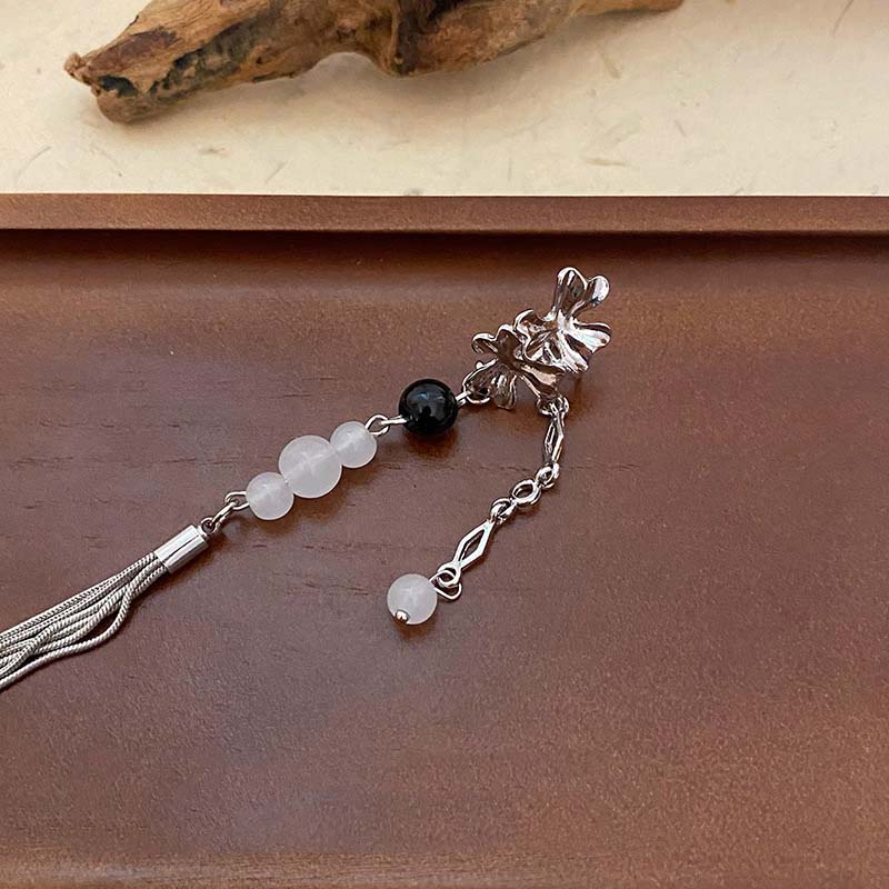 Новые ретро-клипсы с кисточками и бусинами в виде цветка, простые универсальные серьги, бесплатные женские украшения, клипсы для ушей