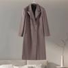 Womens Long Wool Coat Blazer Collar Slim Fit Winter