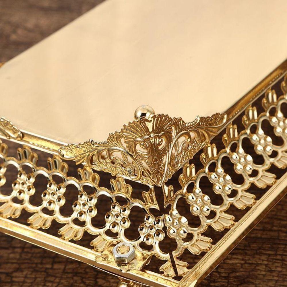 Fashion Iron Metal Fruit Tray Hollow Art Rectangular Shape Afternoon Tea Plate Handmade Snack Storage Tray Cake