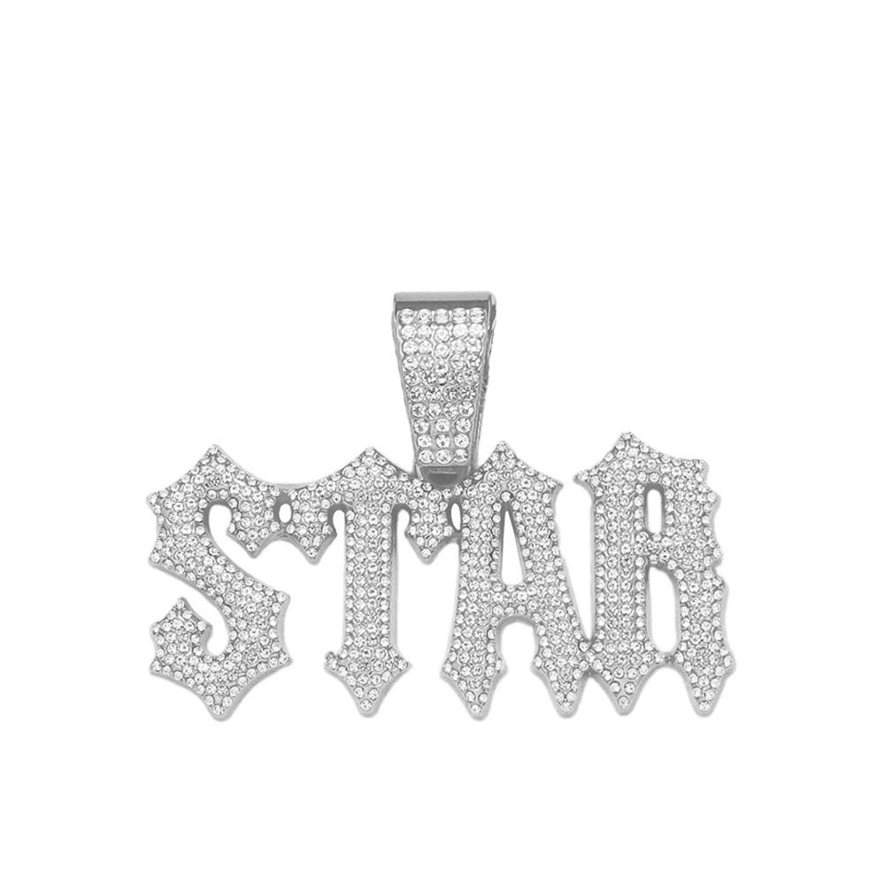 Men Women Hip Hop Letter STAR  Pendant Necklace with Cuban Chain Iced Out Bling Necklaces Tennis Chain Fashion Punk Jewelry Gift