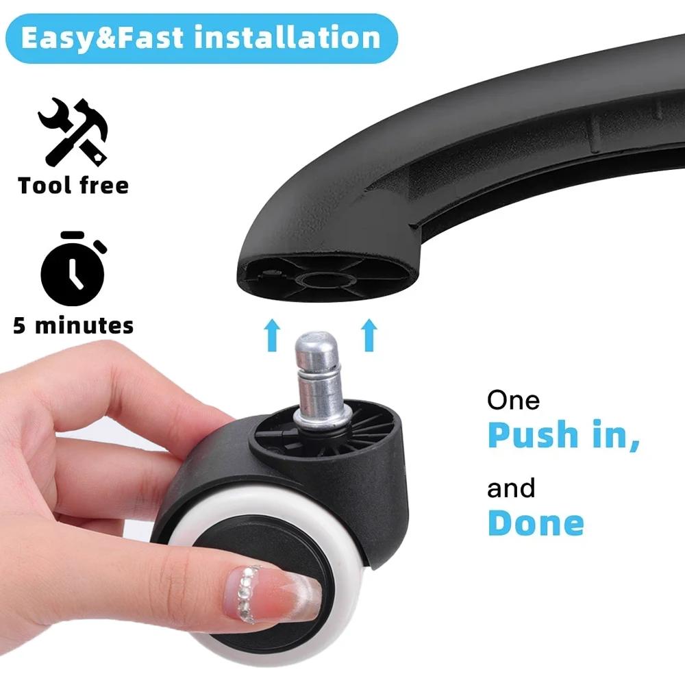 Universal Chair Wheel Casters Replacement Swivel Caster Furniture Wheels Rollers 2 Inch Heavy Duty Rubber Wheel Office Hardware