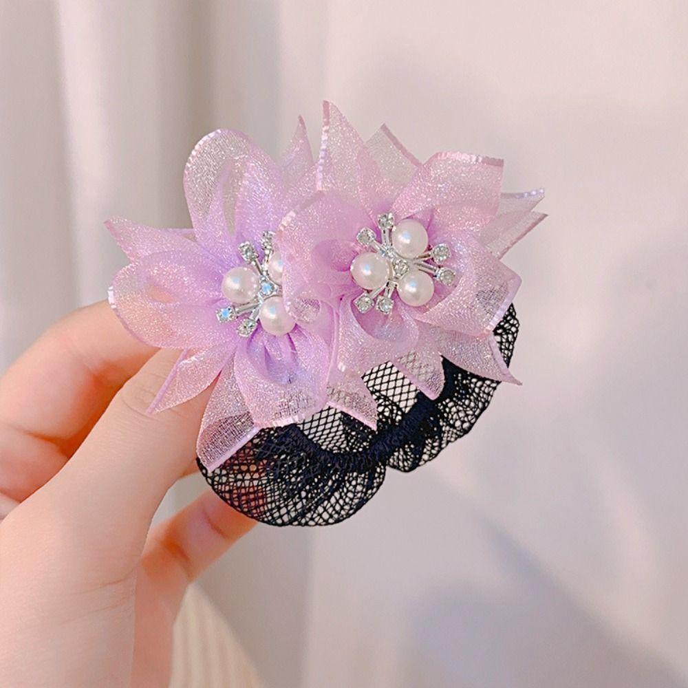 Mesh Snood Spring Clip Princess Sequin Hair Nets Kids Headwear Star Hair Nets Birthday Party