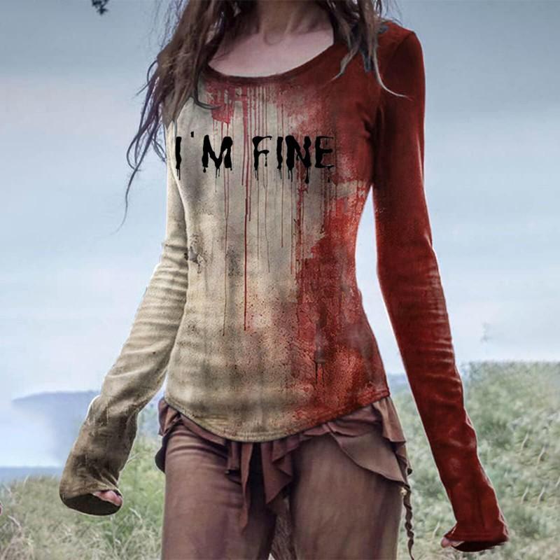 Halloween Long Sleeve T Shirt Loose Fit Crew Neck 3D Print Casual Comfort Womens Mens Daily Wear