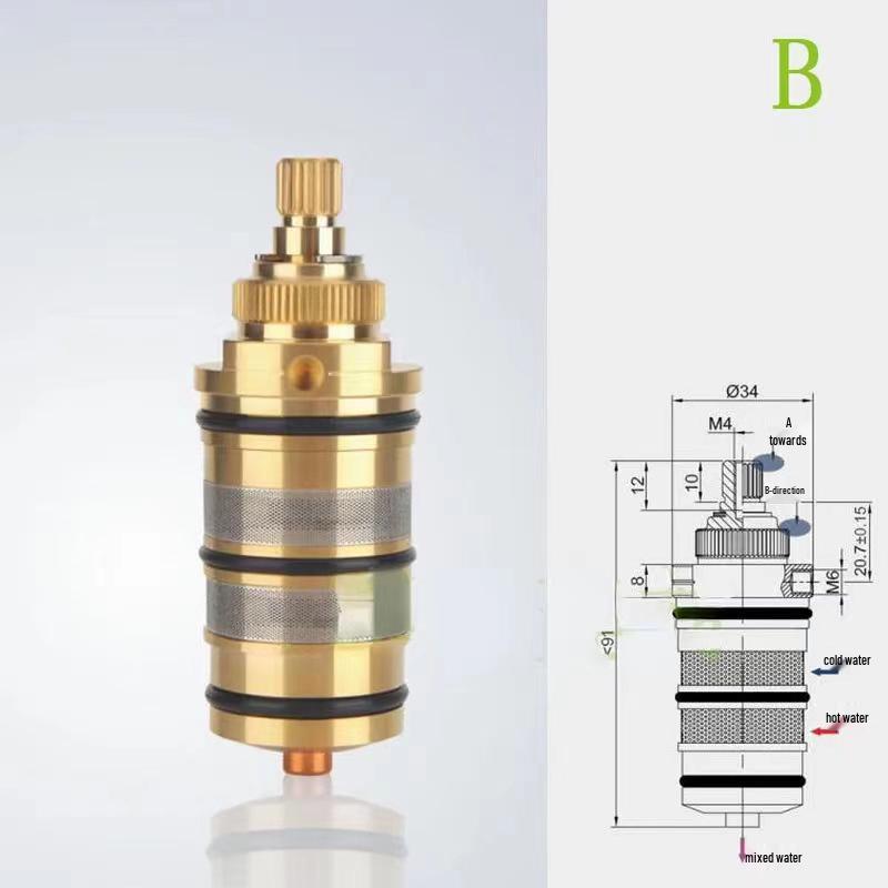Термостатический картридж для душевой лейки из цельной меди для быстрой регулировки горячей/холодной воды