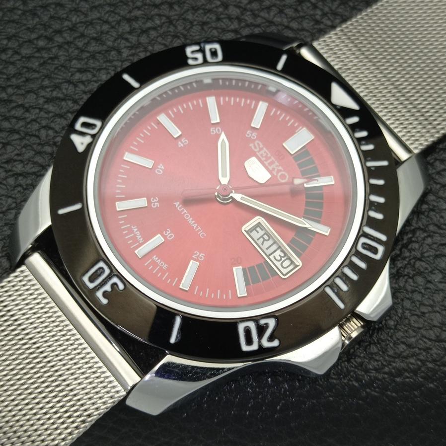 МУЖСКИЕ ВОССТАНОВЛЕННЫЕ SEIKO 5 JAPAN 6309A АВТОМАТИЧЕСКИЕ НАРУЧНЫЕ ЧАСЫ С КРАСНЫМ ЦИФЕРБЛАТОМ a426508-2