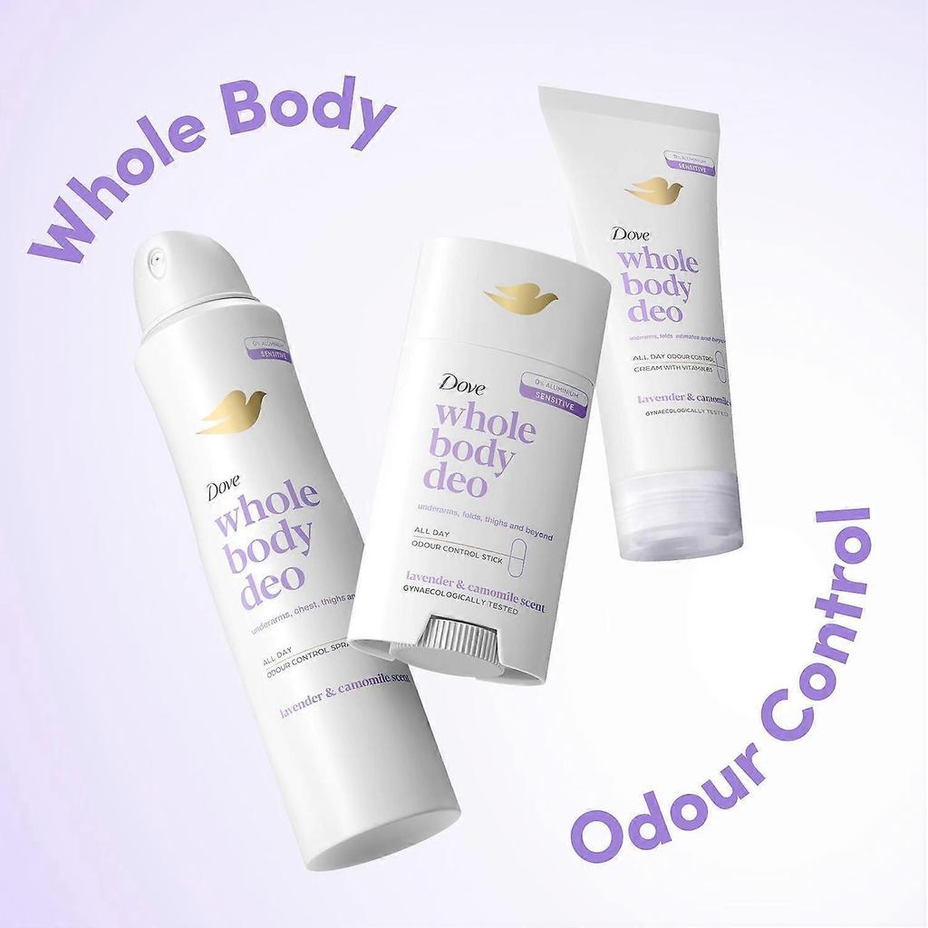 Dove Whole Body Deodorant Stick Long Lasting Fresh Lavender & Camomile 75ml, 6pk