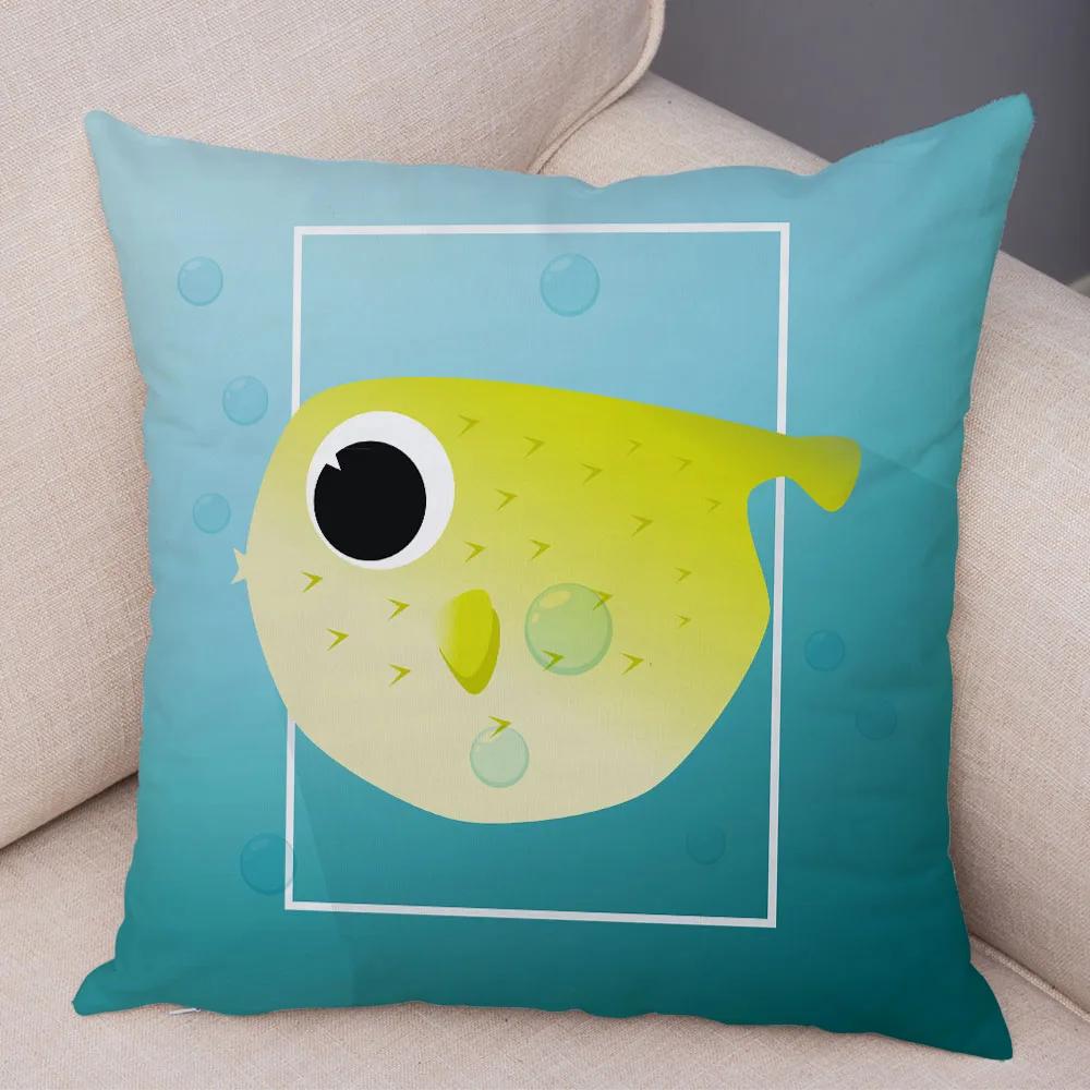 Милый мультяшный животный декор, наволочка, свинья, медведь, корова, акула, диван, наволочка для комнаты, детский сад, дом