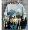 Forest Tree Pattern Hoodie For Women Mountain Plants 3D Printed Pullover Autumn Street Long Sleeve Round Neck Hoodies Sweatshirts
