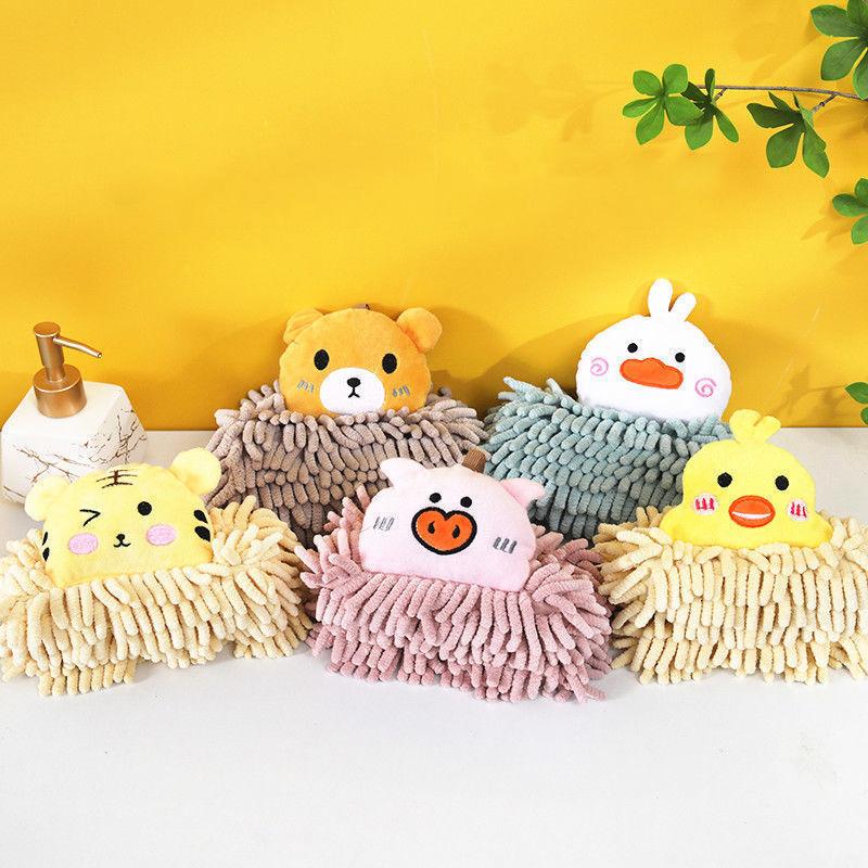 Kitchen and Bathroom Hand Towels Hanging Chenille Absorbent and Quick-drying Cartoon Cute Towels Household Cleaning Towels